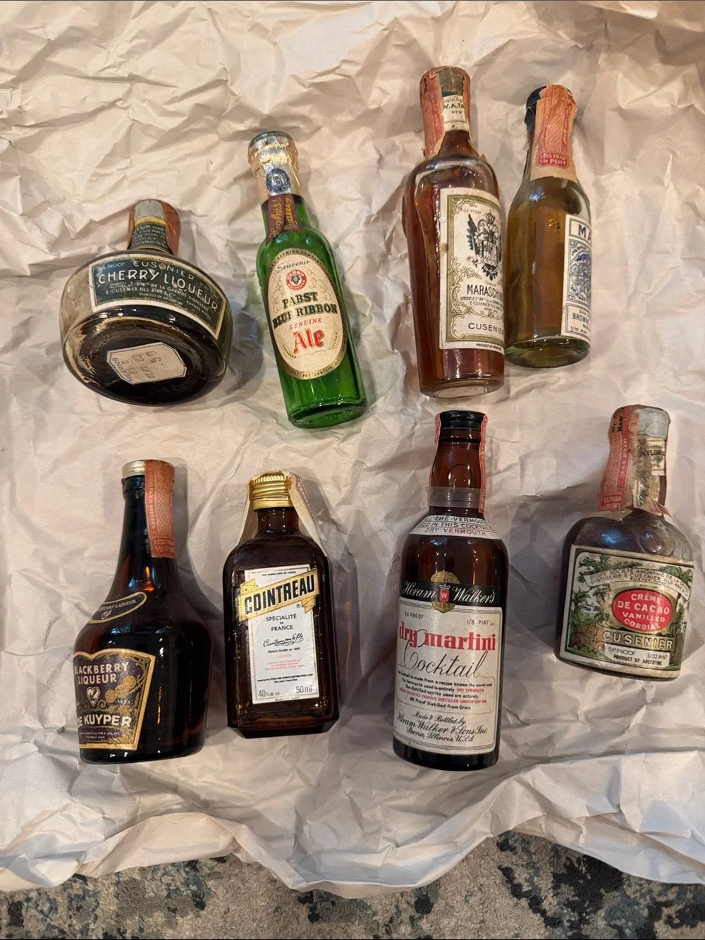 Assorted Miniature Liqueur Bottle Collection - Brown & Green